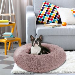 Arlee Home & Pet Donut Orthopedic Bolster Dog Bed, Blush, Medium