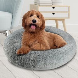 Arlee Home & Pet Donut Orthopedic Bolster Dog Bed, Charcoal, Large