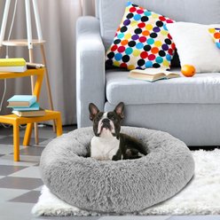 Arlee Home & Pet Donut Orthopedic Bolster Dog Bed, Charcoal, Medium