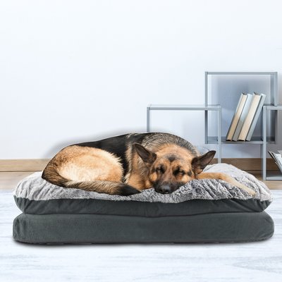 Arlee Home & Pet Arlee Home & Pet Orthopedic Pillow Topper Dog Bed, Charcoal, Large