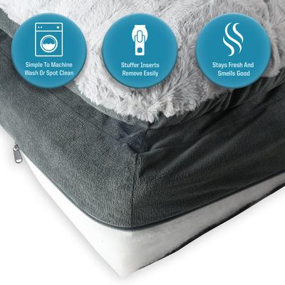 Show full view: Arlee Home & Pet Orthopedic Pillow Topper Dog Bed, Charcoal, X-Large slide 8 of 11