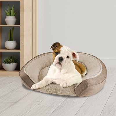 Arlee Home & Pet Arlee Home & Pet Step In Orthopedic Bolster Dog Bed, Beige, Medium