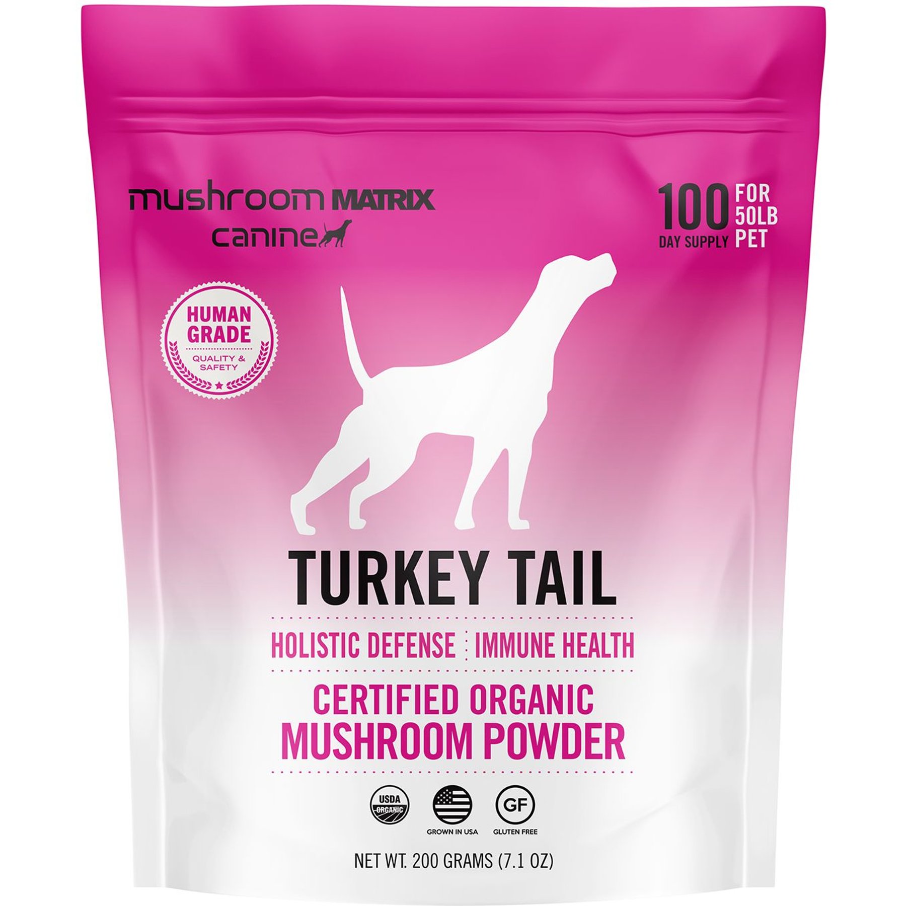 Canine Matrix Turkey Tail Holistic Defense Immune Support Dog Supplement, 7.1-oz bag