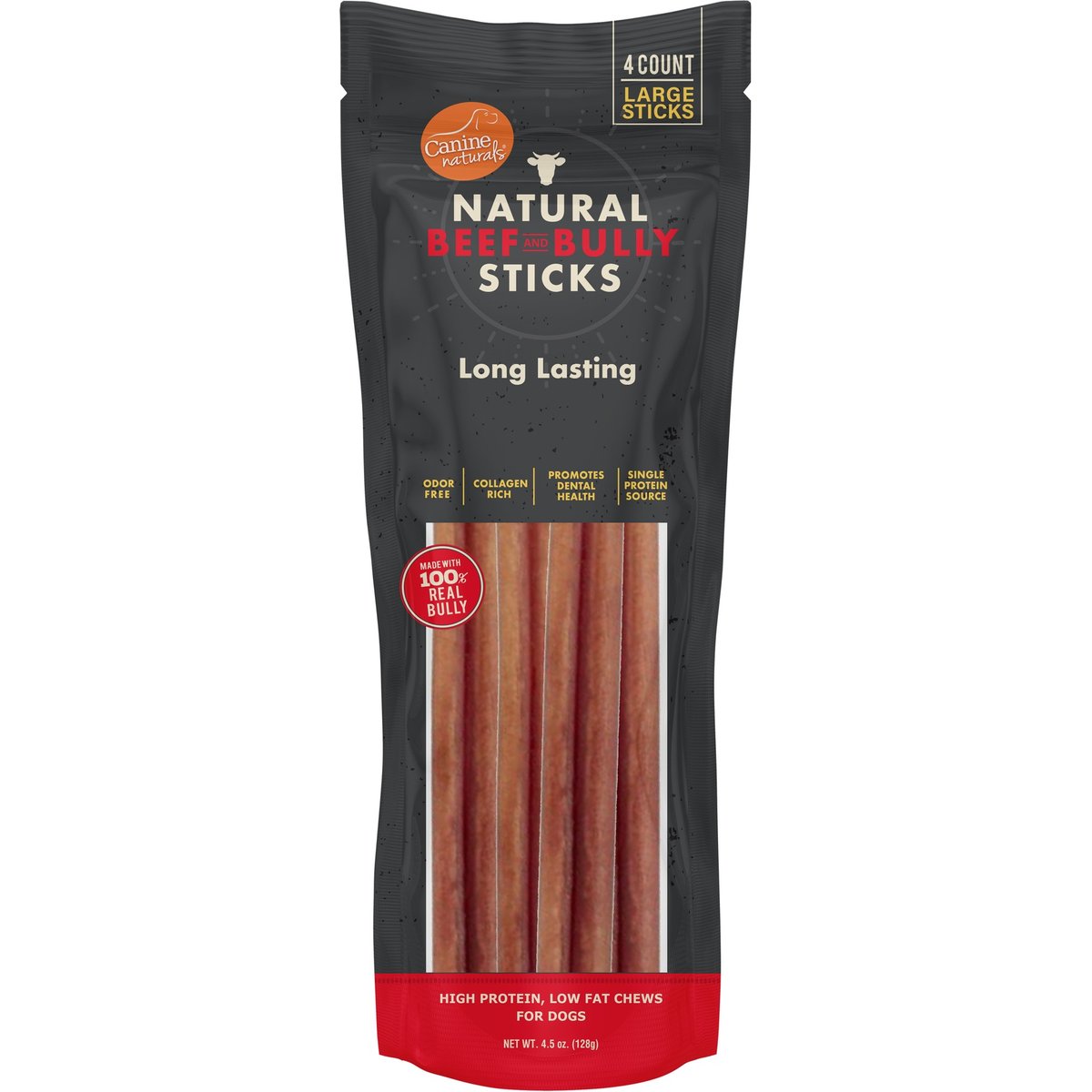 Canine Naturals Beef & Bully Sticks, Large, 4 count