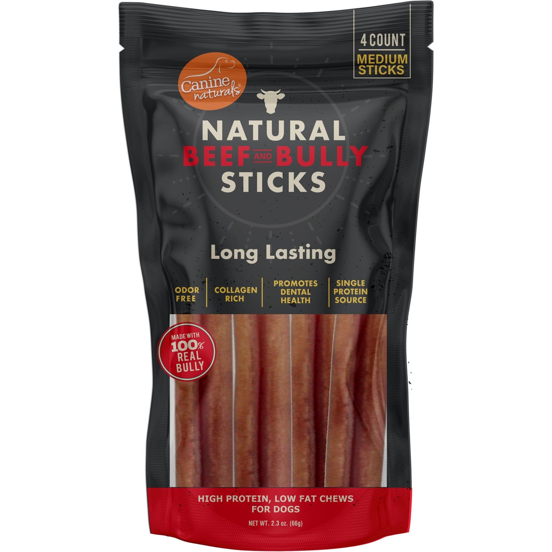 Canine Naturals Beef & Bully Sticks, Medium, 4 count