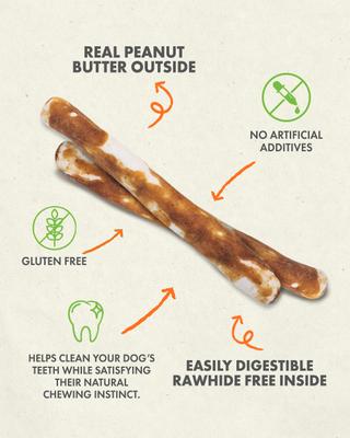 Show full view: Canine Naturals Hide Free 5-inch Peanut Butter Flavor Stick Dog Chew, 40 count slide 5 of 12