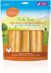 Canine Naturals Hide Free Chicken Recipe Roll Dog Chew, 5 count