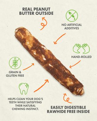 Show full view: Canine Naturals Hide Free Peanut Butter Flavor Roll Dog Chew Treat, 2 count slide 4 of 11