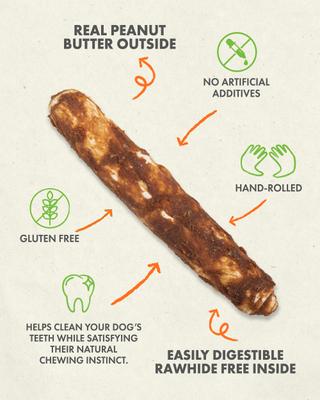 Show full view: Canine Naturals Hide Free Peanut Butter Flavor Roll Dog Chew Treat, 5 count slide 5 of 11