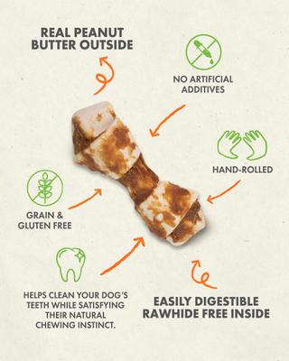 Show full view: Canine Naturals Hide Free Peanut Butter Mini Knot Dog Chew Treat, 12 count slide 4 of 12