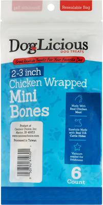 Show full view: Canine's Choice DogLicious 2-3" Chicken Wrapped Rawhide Mini-Bones Dog Treats, 6 count slide 3 of 6