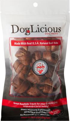 Show full view: Canine's Choice DogLicious 2" Beef Flavored Mini Bones Rawhide Dog Treats, 7 count slide 3 of 7