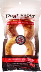 Canine's Choice DogLicious 3.5" Peanut Butter Flavored Donuts Rawhide Dog Treats, 2 count