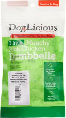 Show full view: Canine's Choice DogLicious 3" Munchy Stick Chicken Dumbbells Rawhide Dog Treats slide 3 of 6