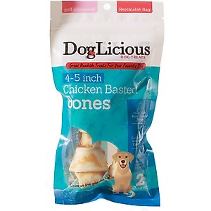 Canine's Choice DogLicious 4 - 5" Chicken Basted Bones Rawhide Dog Treats, 2 count