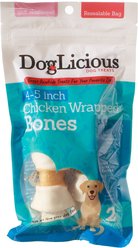 Canine's Choice DogLicious 4 - 5" Chicken Wrapped Bones Rawhide Dog Treats, 2 count