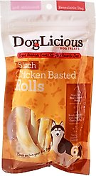 Canine's Choice DogLicious 5" Chicken Basted Rolls Dog Treats, 6 count