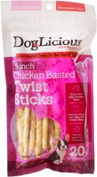 Canine's Choice DogLicious 5" Chicken Basted Twist Sticks Dog Treats, 20 count