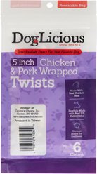 Canine's Choice DogLicious 5" Chicken & Pork Wrapped Rawhide Twists Dog Treats, 6 count slide 2 of 5