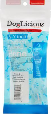 Show full view: Canine's Choice DogLicious 6 - 7" Chicken Basted Bone Rawhide Dog Treat slide 3 of 6