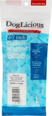 Show full view: Canine's Choice DogLicious 6 - 7" Chicken Wrapped Bone Rawhide Dog Treat slide 3 of 6
