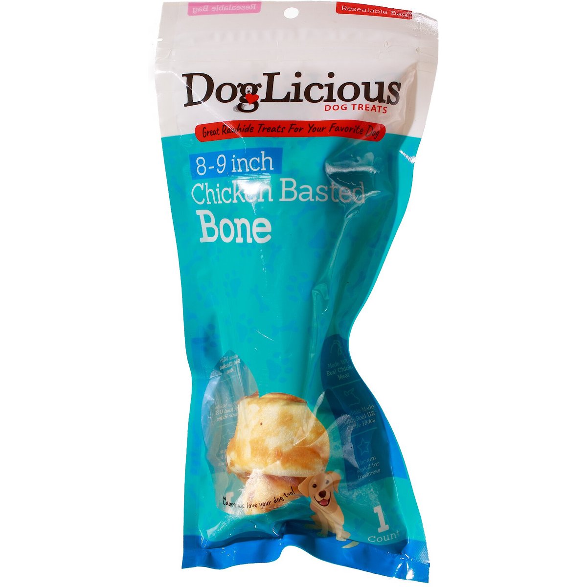 Canine's Choice DogLicious 8 - 9" Chicken Basted Bone Rawhide Dog Treat
