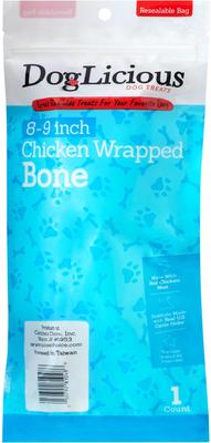Show full view: Canine's Choice DogLicious 8 - 9" Chicken Basted Bone Rawhide Dog Treat slide 3 of 6