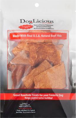 Show full view: Canine's Choice DogLicious Beef Flavored Chips Rawhide Dog Treats, 3-oz bag slide 3 of 5