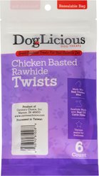Canine's Choice DogLicious Chicken Basted Rawhide Twists Dog Treats, 6 count slide 2 of 5