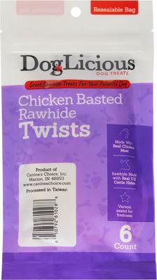 Show full view: Canine's Choice DogLicious Chicken Basted Rawhide Twists Dog Treats, 6 count slide 3 of 6