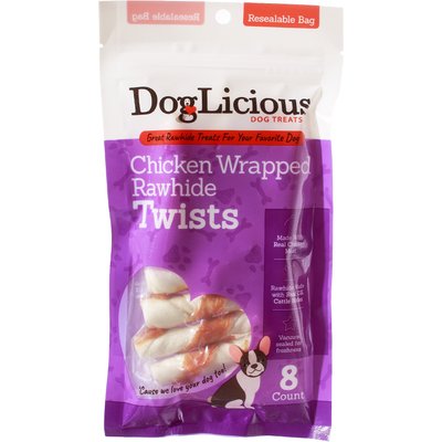 Canine's Choice Canine's Choice DogLicious Chicken Wrapped Rawhide Twists Dog Treats, 8 count