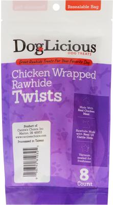 Show full view: Canine's Choice DogLicious Chicken Wrapped Rawhide Twists Dog Treats, 8 count slide 3 of 7