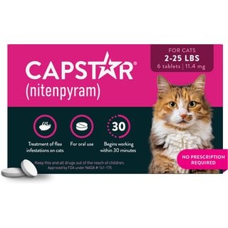 Capstar Flea Oral Treatment for Cats, 2-25 lbs, 6 Tablets slide 1 of 9