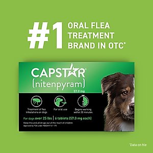 Capstar Flea Oral Treatment for Dogs, over 25 lbs, 6 Tablets