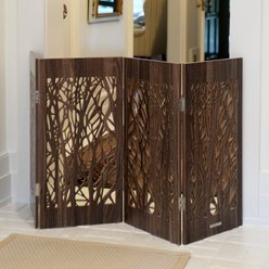 Cardinal Gates Decorative Freestanding Dog Gate, Barnwood Branches