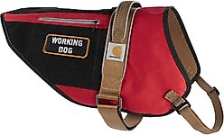 Carhartt Nylon Ripstop Reflective Service Dog Harness, High Risk Red/Carhartt Brown, Medium: 22 to 28-in chest