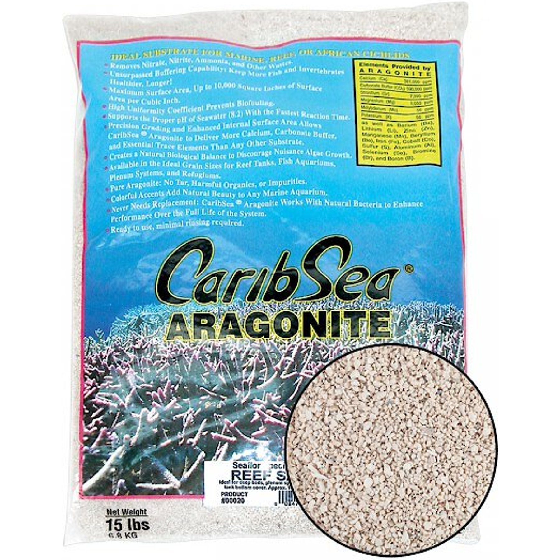 CaribSea Seaflor Special Aragonite Aquarium Sand, 15-lb bag