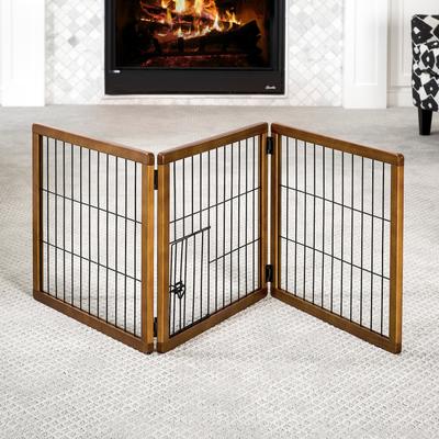 Show full view: Carlson Pet Products 20-in Freestanding Dog Gate, Brown, Large slide 4 of 6