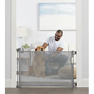 Hakuna Pets Retractable Steel & Mesh Mounted Dog & Cat Gate, 33-in