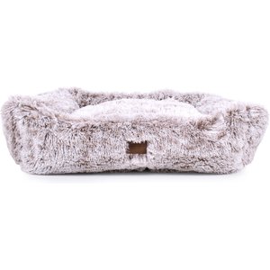 Carolina Pet Faux Fur Kuddler Bolster Dog Bed with Removable Cover, Brown, Large
