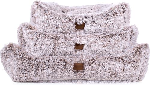 Show full view: Carolina Pet Faux Fur Kuddler Bolster Dog Bed with Removable Cover, Brown, Medium slide 8 of 9