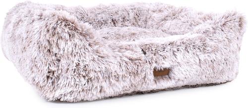 Show full view: Carolina Pet Faux Fur Kuddler Bolster Dog Bed with Removable Cover, Brown, Medium slide 2 of 9