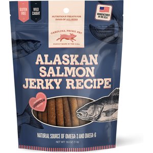 Carolina Prime Pet Alaskan Salmon Jerky Dog Treats, 1-lb bag