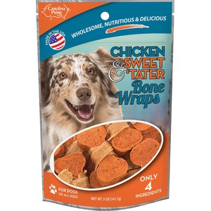 Carolina Prime Pet Chicken & Sweet 'Tater Bone Wraps Dog Treats, 5-oz bag