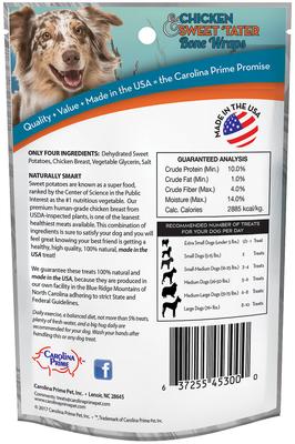 Show full view: Carolina Prime Pet Chicken & Sweet 'Tater Bone Wraps Dog Treats, 5-oz bag slide 3 of 4
