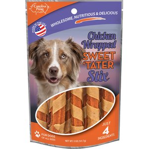 Carolina Prime Pet Chicken Wrapped Sweet 'Tater Stix Dehydrated Dog Treats, 5-oz bag