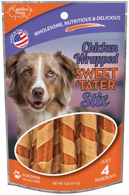 Show full view: Carolina Prime Pet Chicken Wrapped Sweet 'Tater Stix Dehydrated Dog Treats, 5-oz bag slide 1 of 5