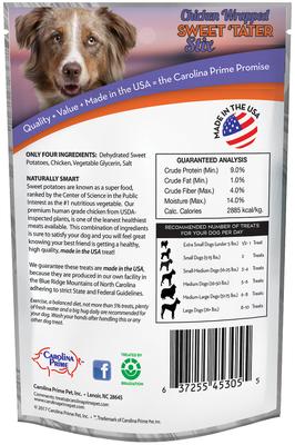 Show full view: Carolina Prime Pet Chicken Wrapped Sweet 'Tater Stix Dehydrated Dog Treats, 5-oz bag slide 3 of 5