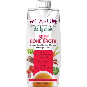Caru Daily Dish Beef Broth Human-Grade Dog & Cat Wet Food Topper, 1.1-lb bottle