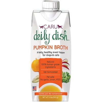 Caru Caru Daily Dish Pumpkin Broth Human-Grade Dog & Cat Wet Food Topper, 1.1-lb bottle